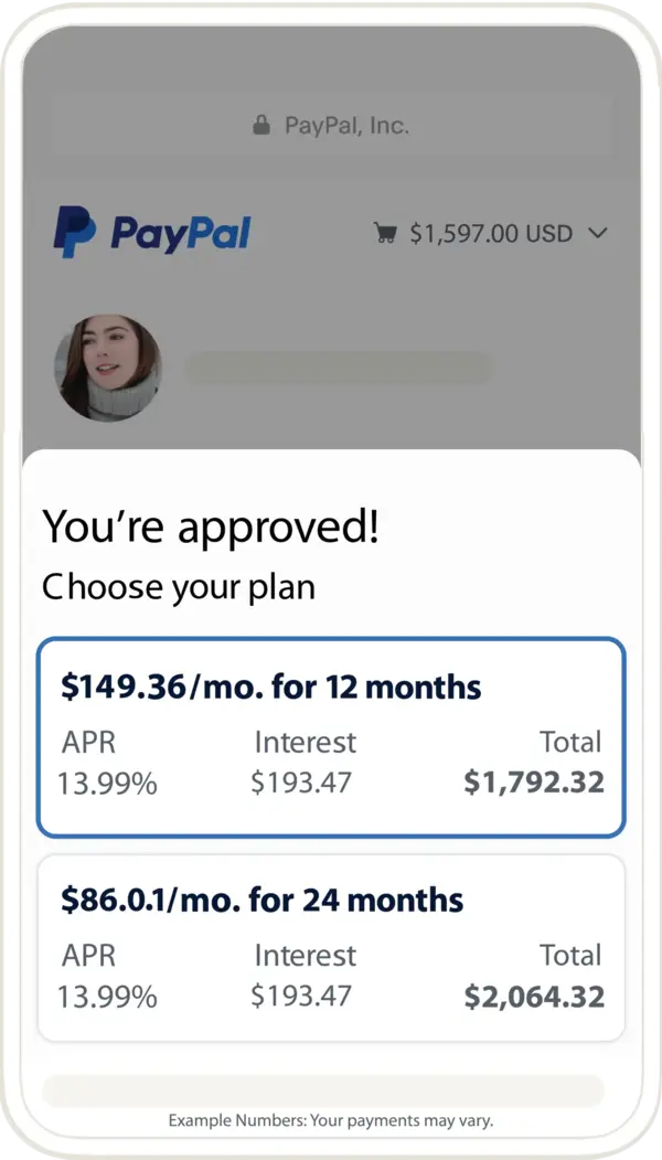 PayPal Pay Later approval screen