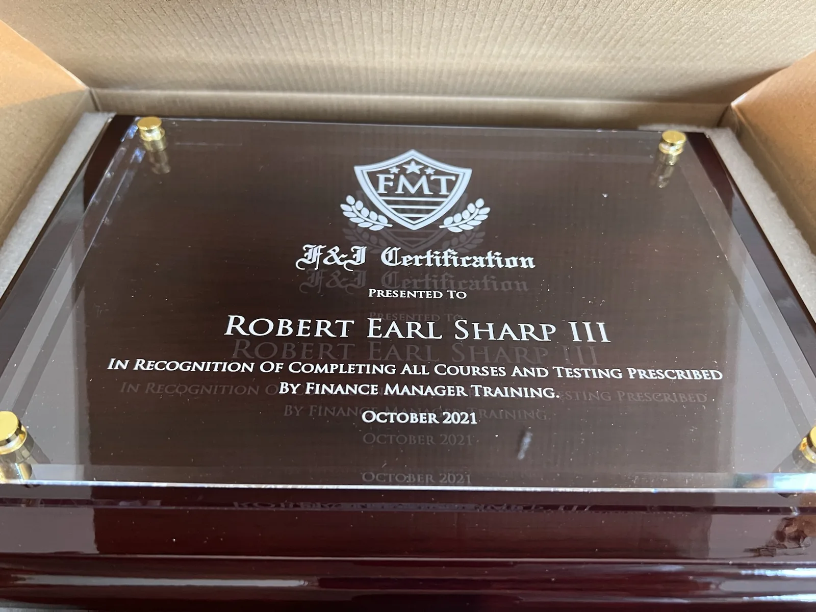 F&I Plaque